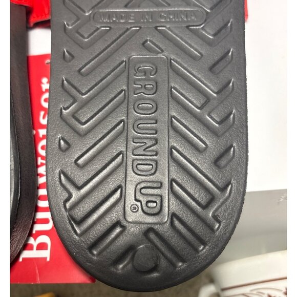 Budweiser Slides Sandals Size L 11-12 Black Red New Unisex - Picture 8 of 9
